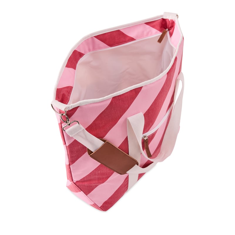 Large Strawberry & Pink Stripe Beach Cooler Bag 