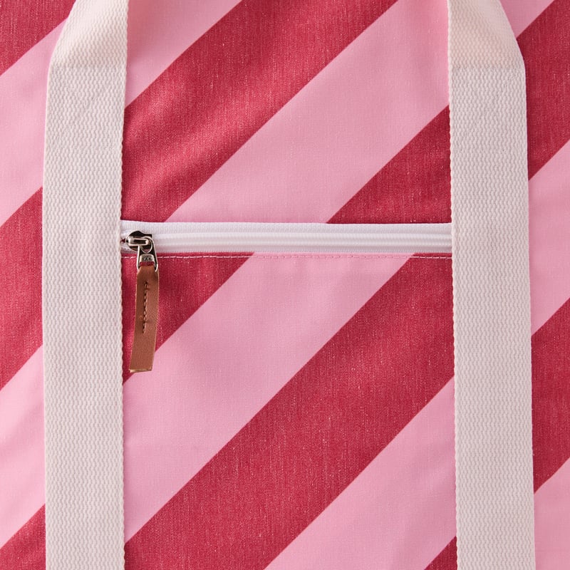 Large Strawberry & Pink Stripe Beach Cooler Bag 