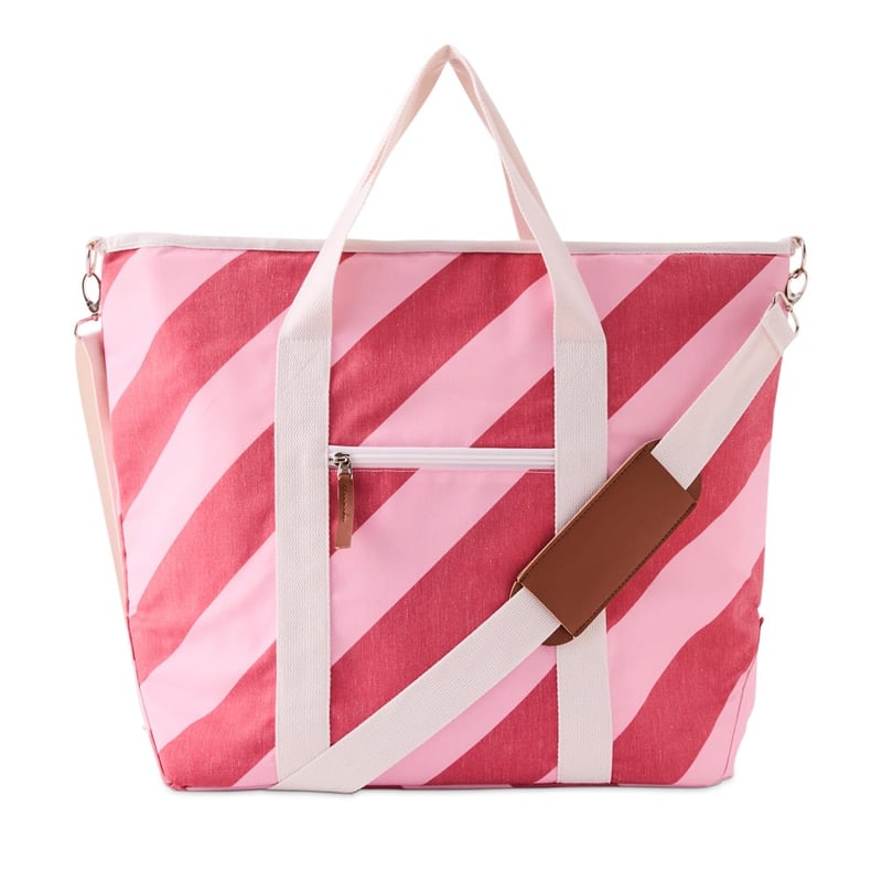 Large Strawberry & Pink Stripe Beach Cooler Bag 