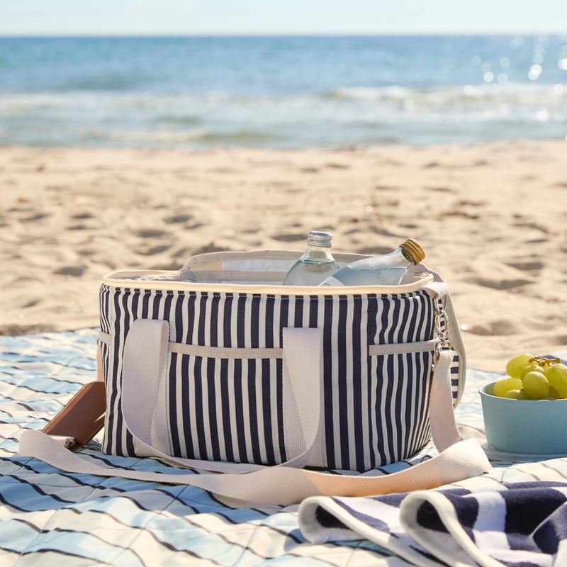 Small Navy Stripe Beach Cooler Bag