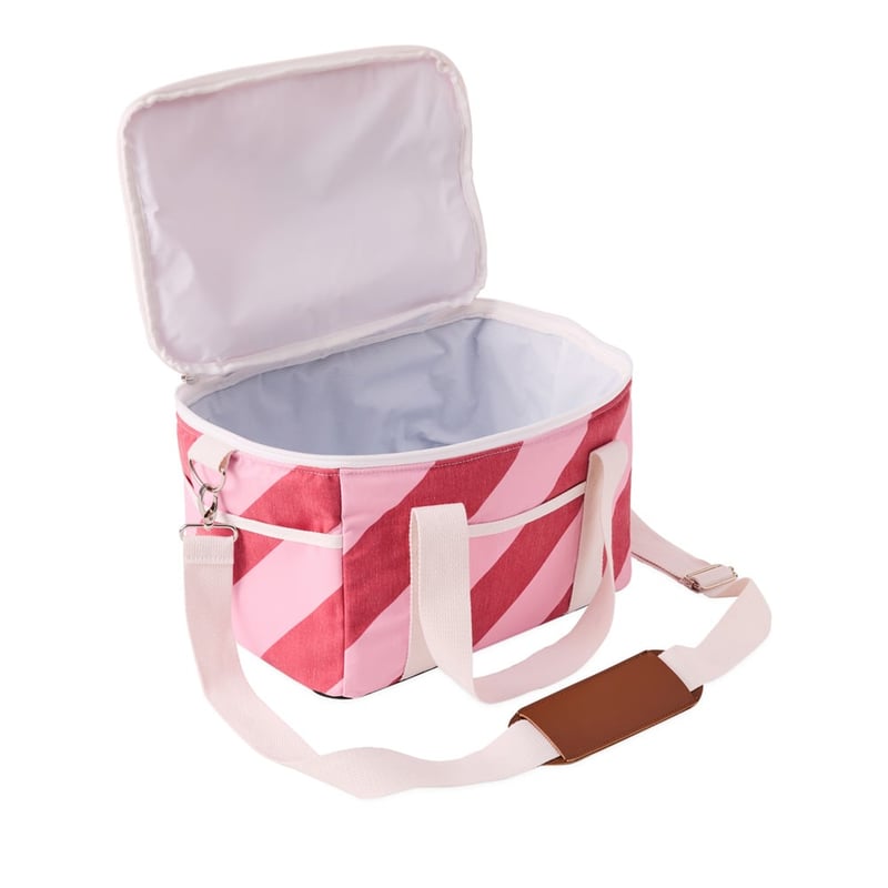 Small Strawberry & Pink Stripe Beach Cooler Bag