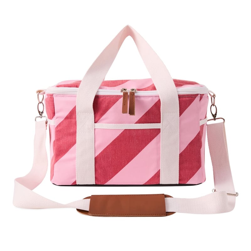 Small Strawberry & Pink Stripe Beach Cooler Bag