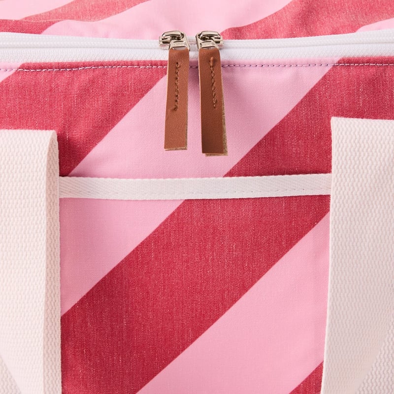 Small Strawberry & Pink Stripe Beach Cooler Bag