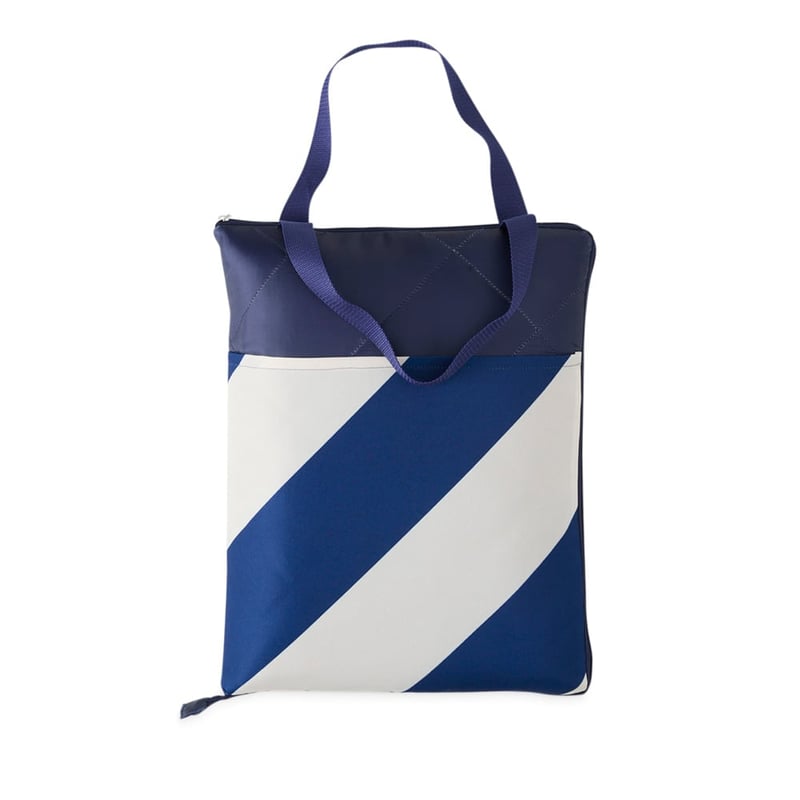 Large Navy & Cream Stripe Picnic Rug
