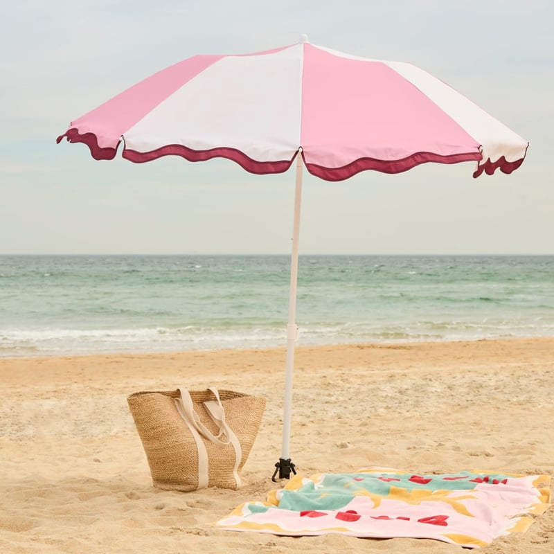 Pink & Natural Beach Umbrella
