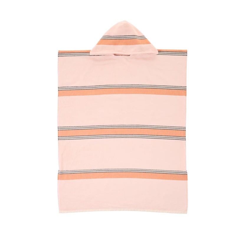 Terry Textured Soft Pink Stripe Hooded Beach Towel