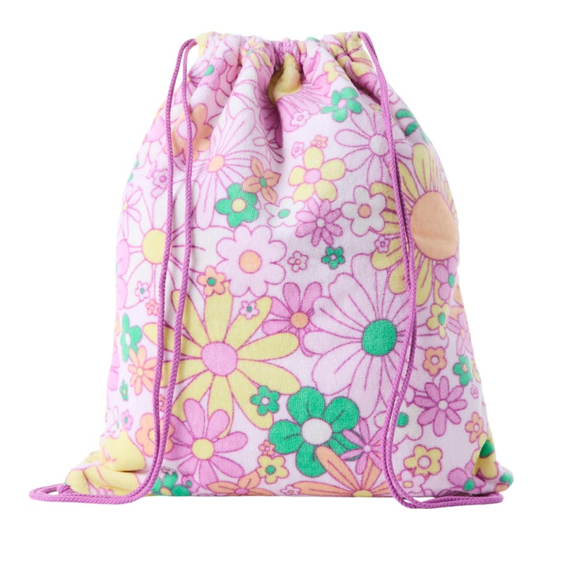 Kids Beach Summer Floral Waterproof Lined Draw String Bag