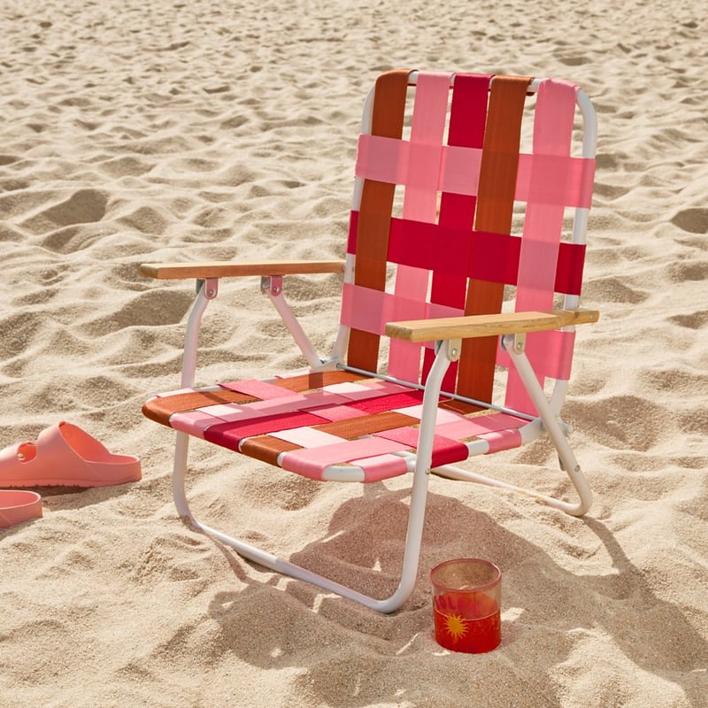 Pink Multi Strap Woven Beach Chair