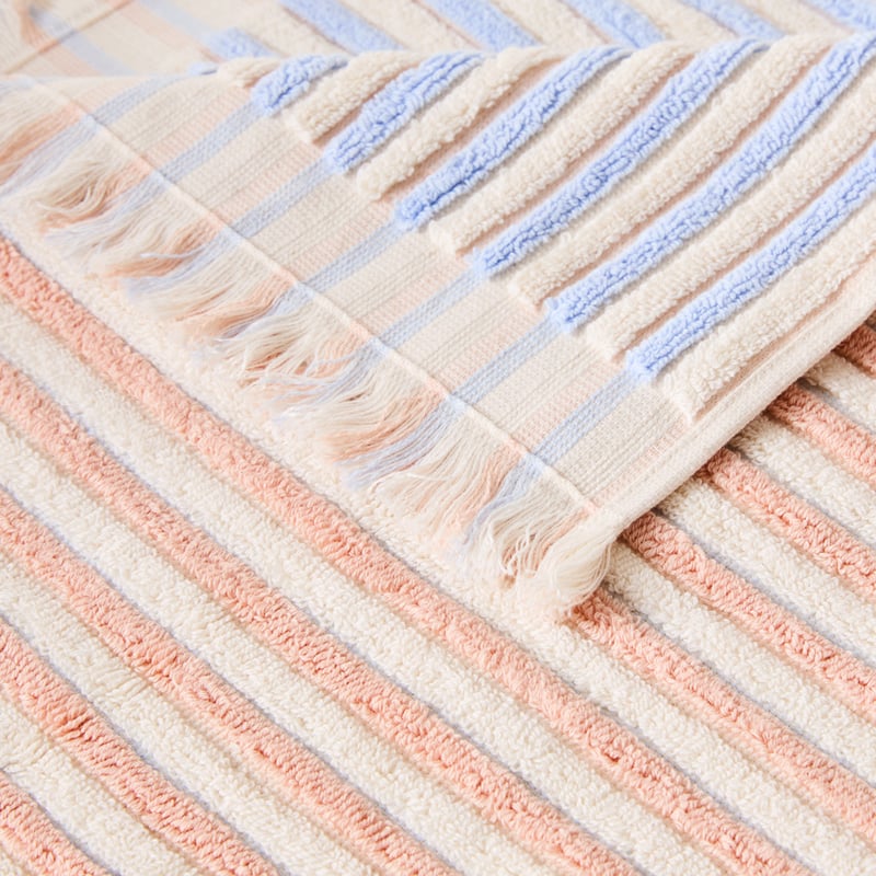 European Sophia Salmon & Ice Blue Turkish Cotton Towel Range