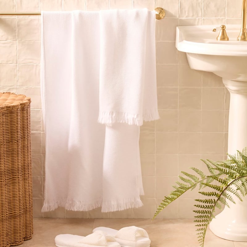 Turkish Cotton Bamboo White Waffle Towel Range