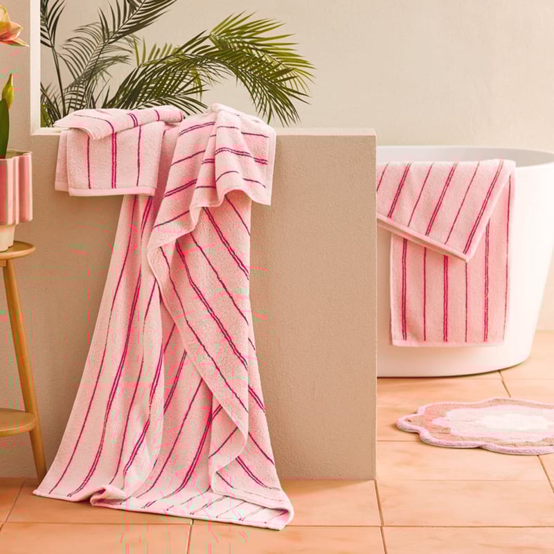 Hudson Candy Pink & Strawberry Stripe Towel Range
