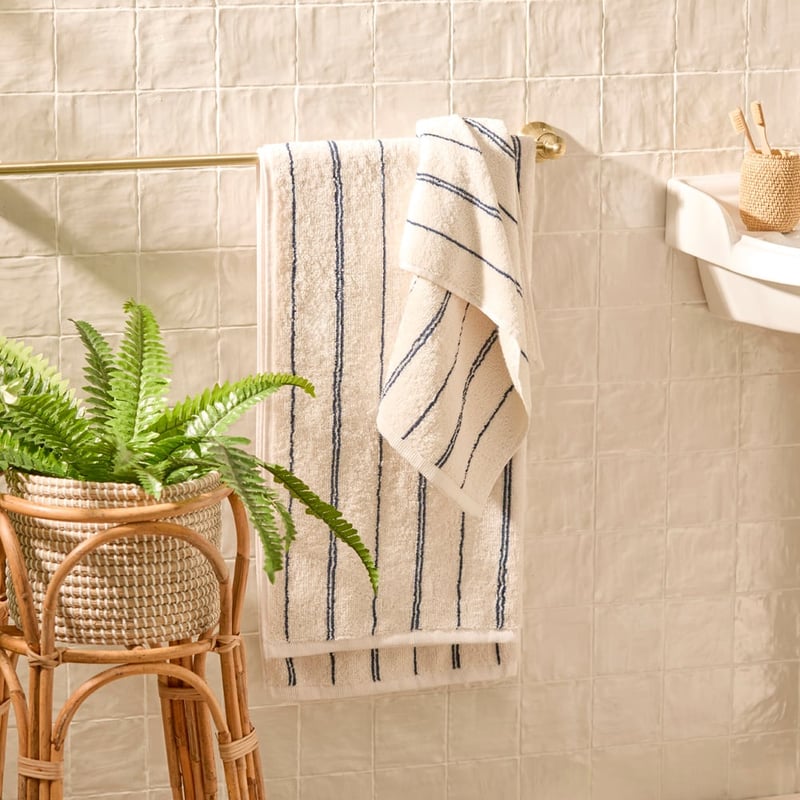 Hudson Stripe French Navy & Natural Towel Range