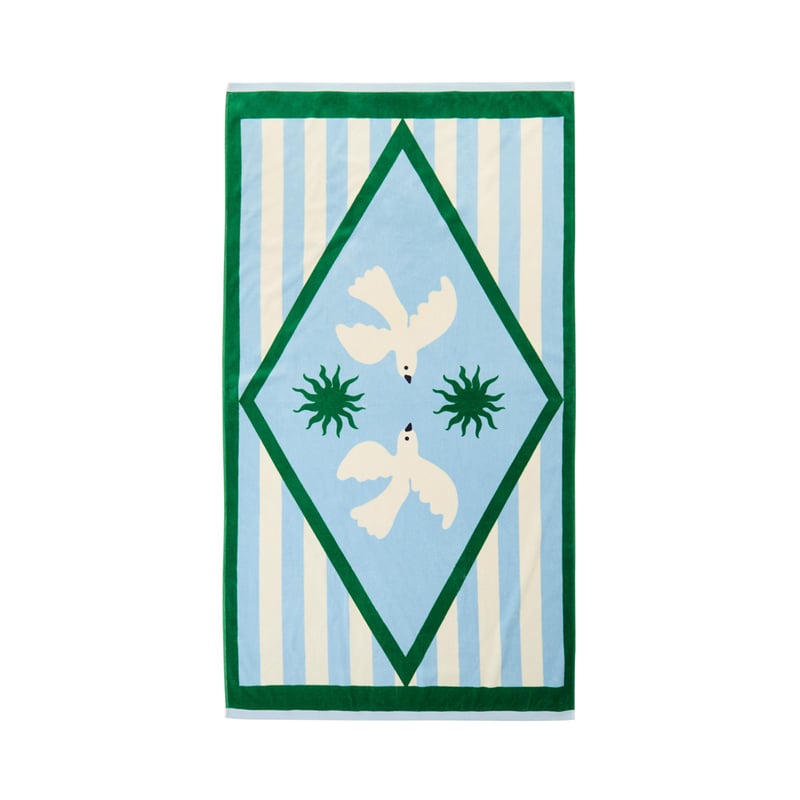 Luxe Velour Dove Blue Stripe Beach Towel