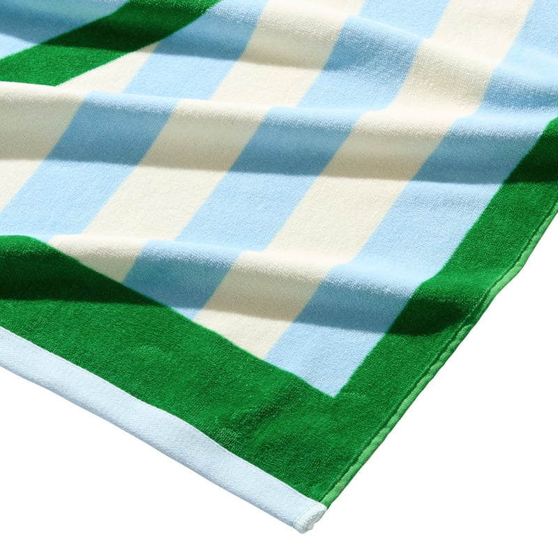Luxe Velour Dove Blue Stripe Beach Towel