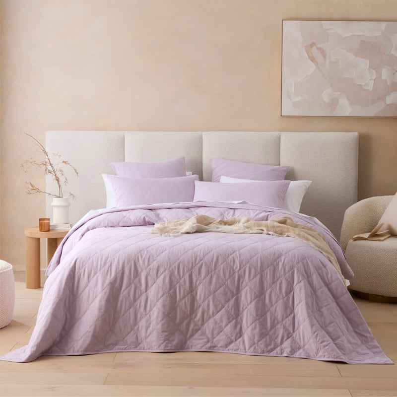 Stonewashed Cotton Lilac Quilted Pillowcases