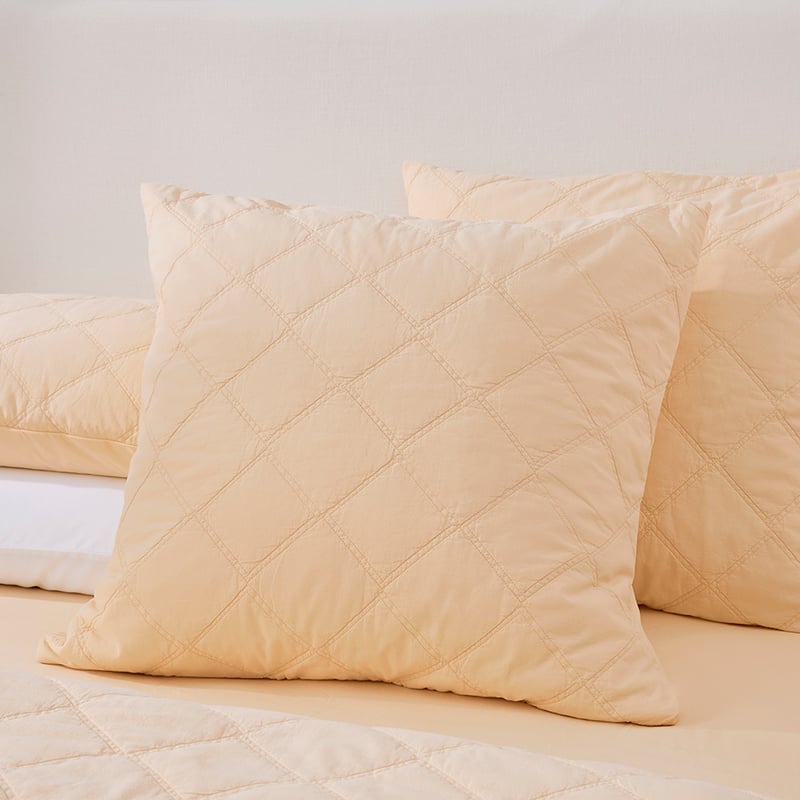 Stonewashed Cotton Butter Quilted Pillowcases