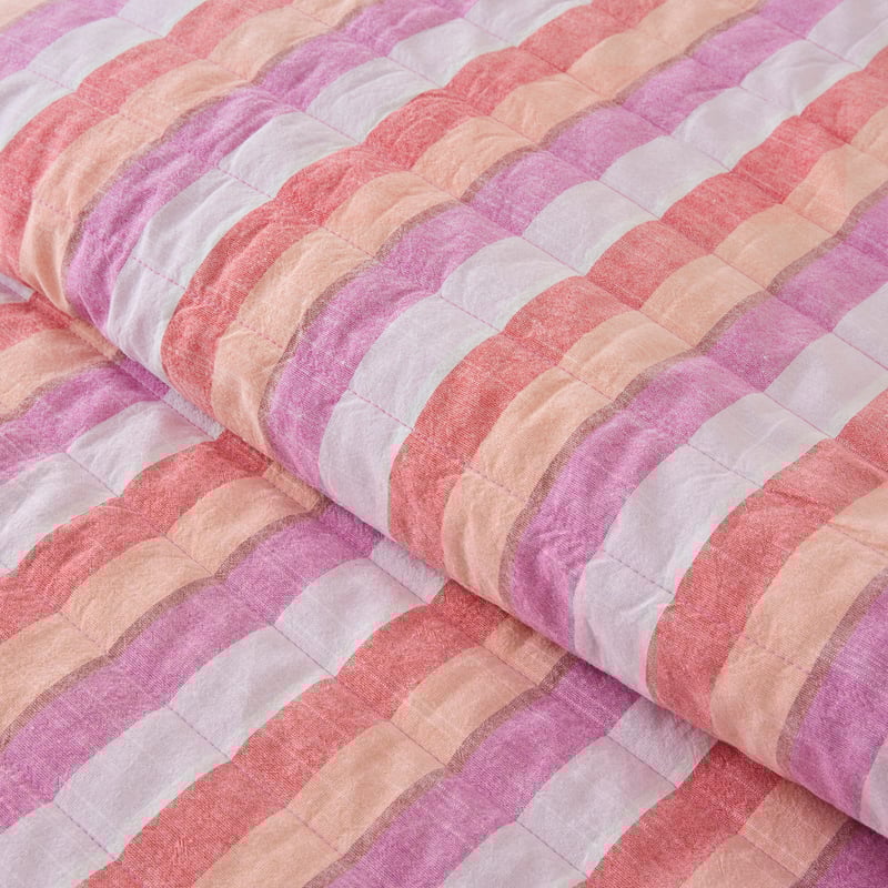Yarn Dyed Magenta Fiesta Stripe Quilted Coverlet Separates