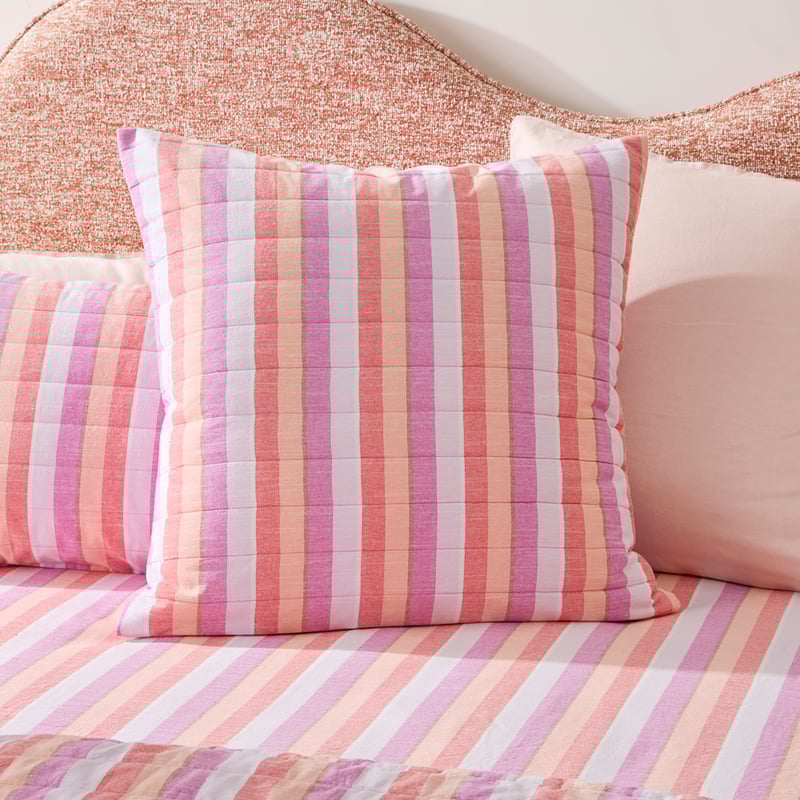 Yarn Dyed Magenta Fiesta Stripe Quilted Coverlet Separates