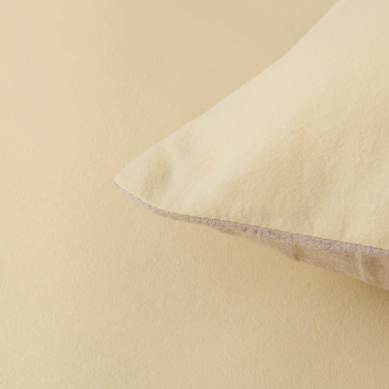 Olsen Natural & Lemon Linen Cotton Quilt Cover Set