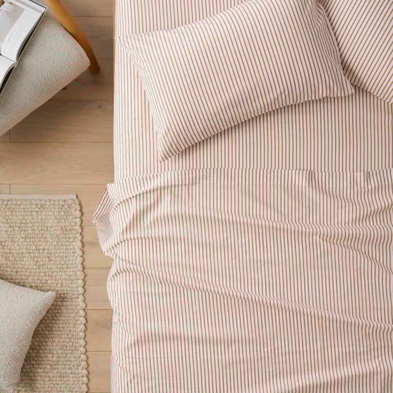 Clay Stripe Printed Percale Sheet Set