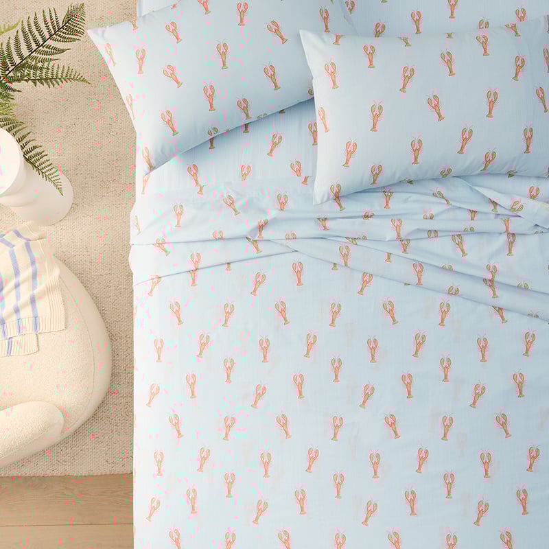 Lobsters Printed Percale Sheet Set