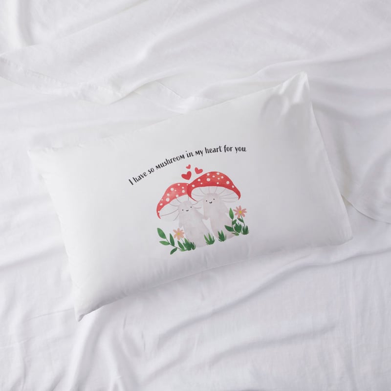 Mushroom In My Heart Valentine's Day Text Pillowcase
