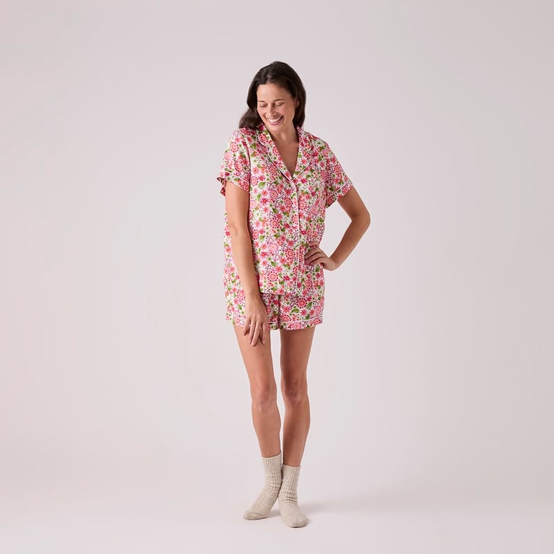 Sofia Floral White Short Pyjama Set