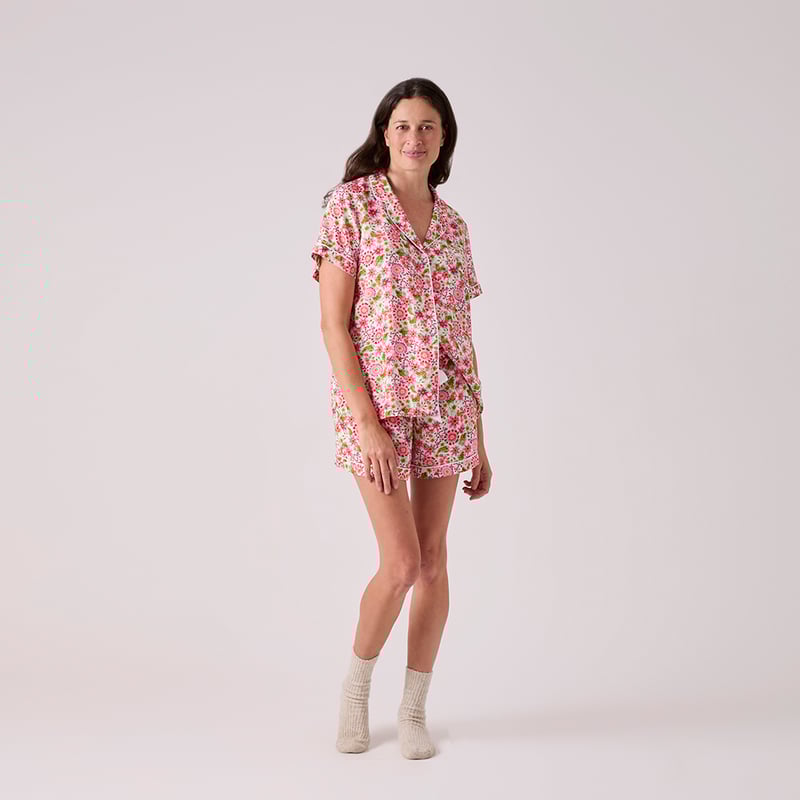 Sofia Floral White Short Pyjama Set