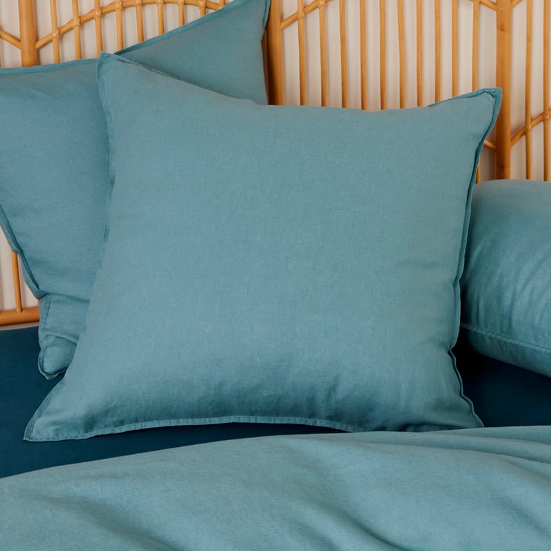 Vintage Washed Linen Reef Blue Quilt Cover + Separates