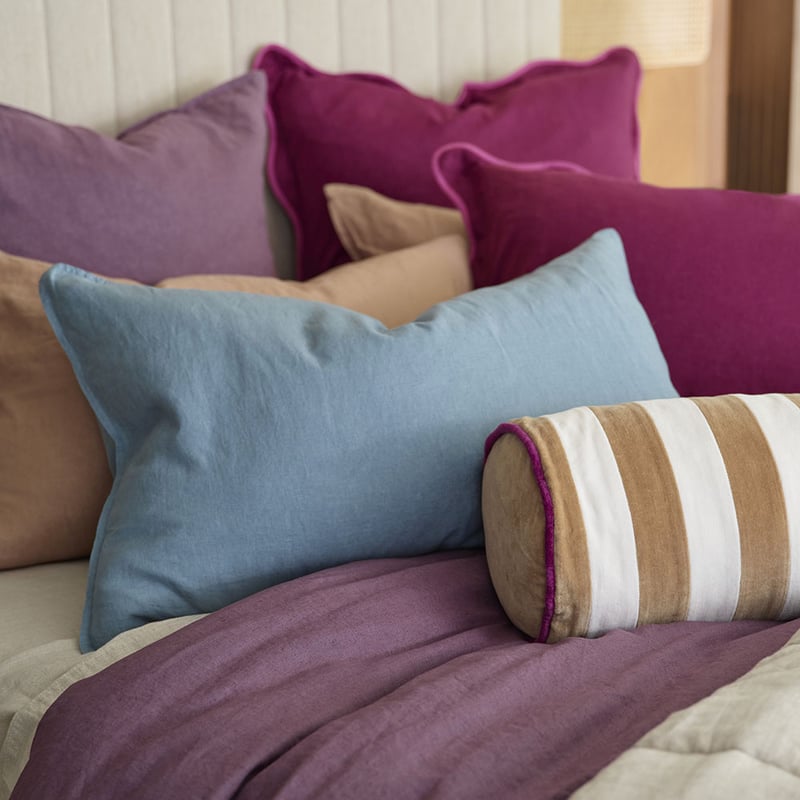 Vintage Washed Linen Reef Blue Quilt Cover + Separates