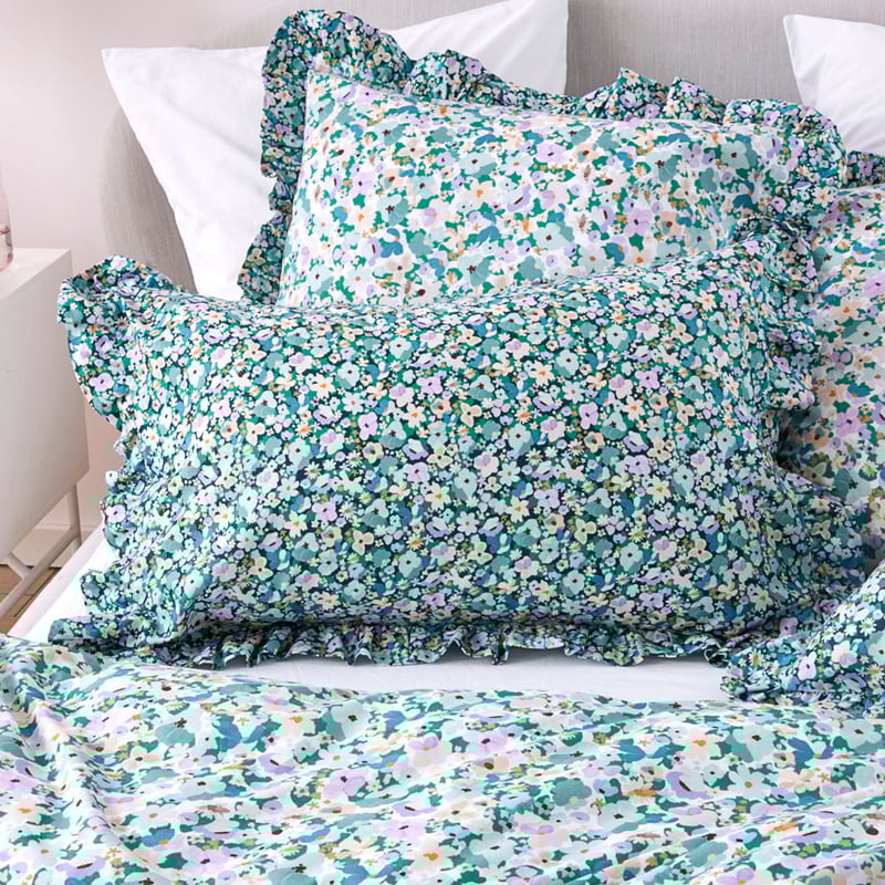Holly Green Floral Ruffle Quilt Cover Set + Separates
