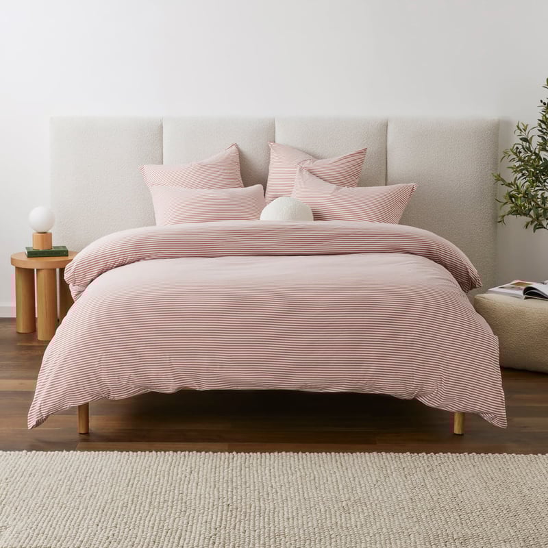 Ultra Soft Jersey Clay Stripe Quilt Cover Separates