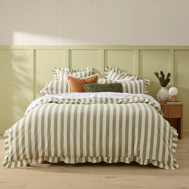 Willow Ruffle Olive Pillowcases