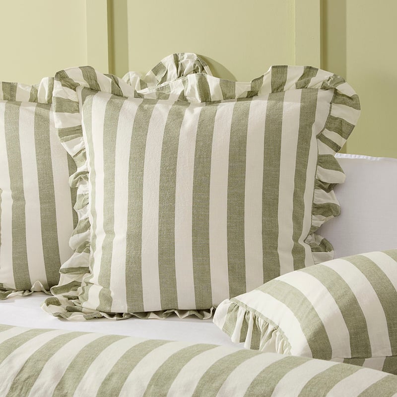 Willow Ruffle Olive Pillowcases
