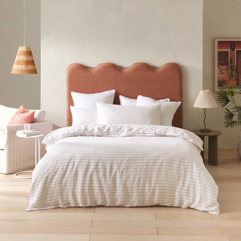 Vintage Washed Linen Cinnamon Stripe Pillowcases