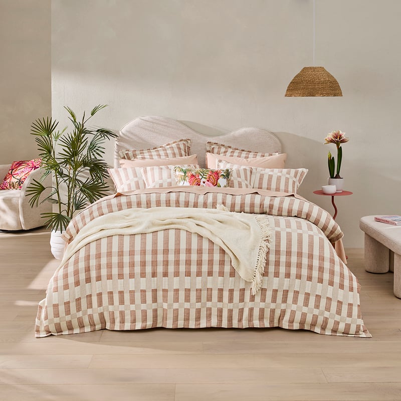 Sica Mocha Check Quilt Cover Set + Separates