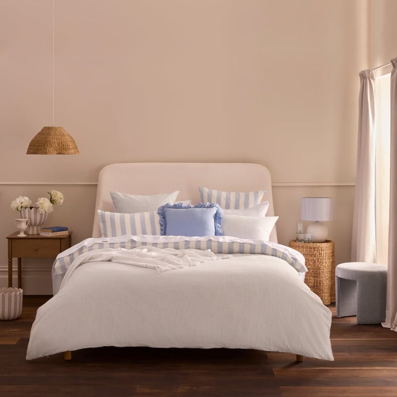 Linen Cotton Dusty Blue Stripe Quilt Cover Set + Separates