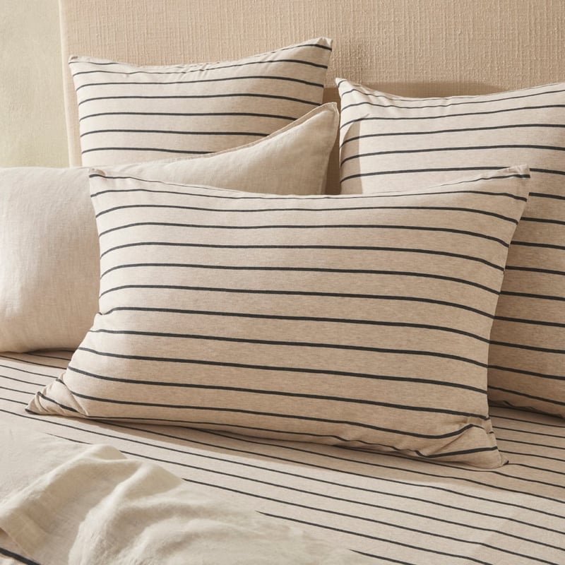 Ultra Soft Jersey Natural & Black Marble Stripe Quilt Cover Separates