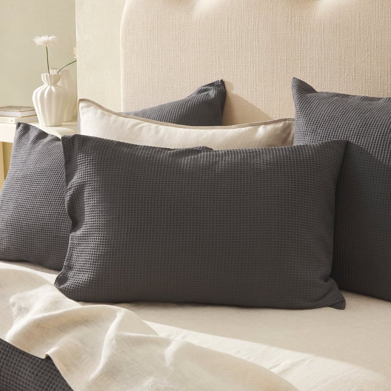 Bamboo Cotton Waffle Charcoal Quilt Cover Set + Separates