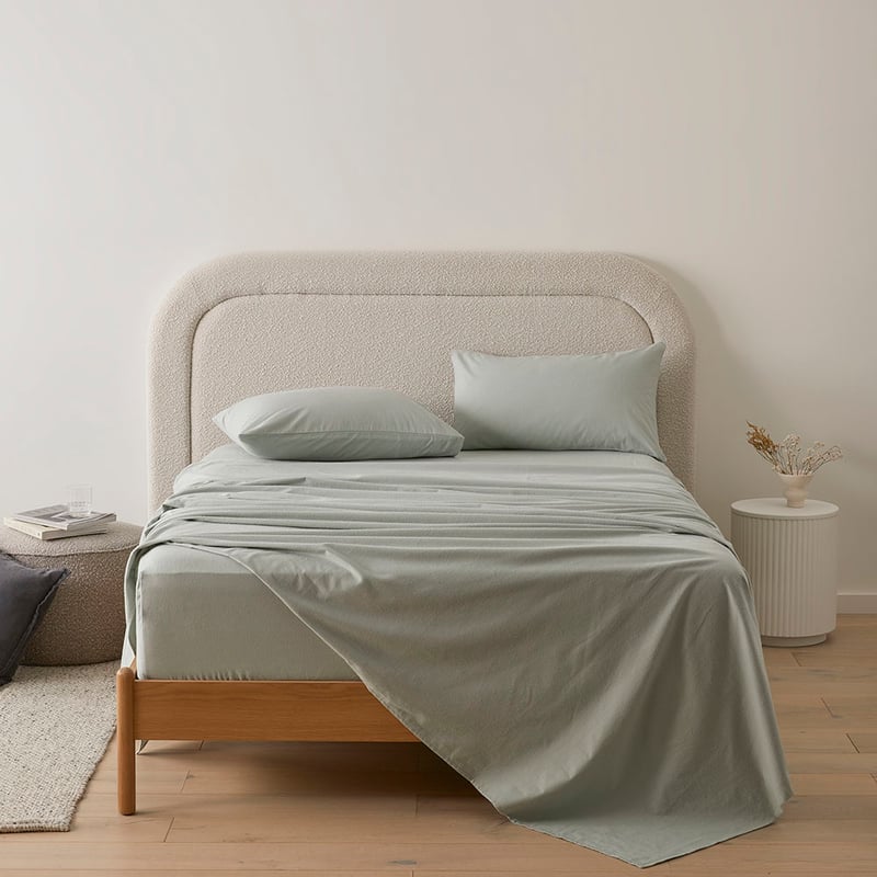 Flannelette Eucalyptus Plain Dye Sheet Set