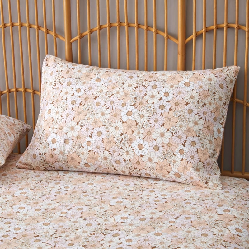 Flannelette Printed Daisy Fields Pink Fitted Sheet Separates