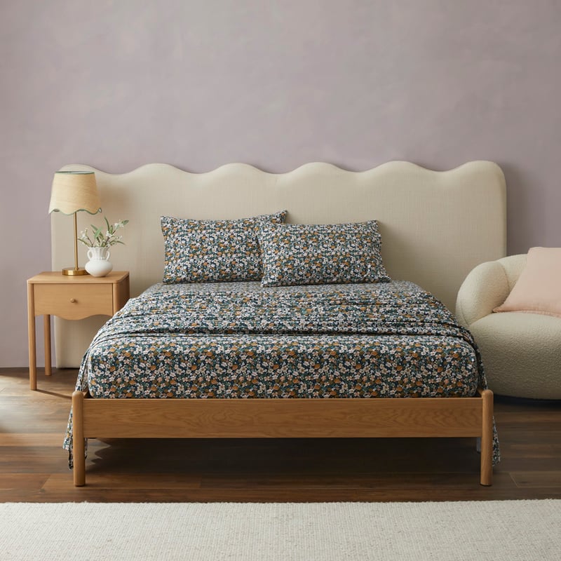 Flannelette Printed Libertine Floral Green Pillowcase