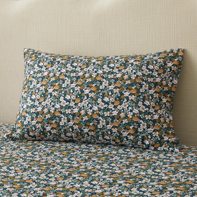 Flannelette Printed Libertine Floral Green Pillowcase