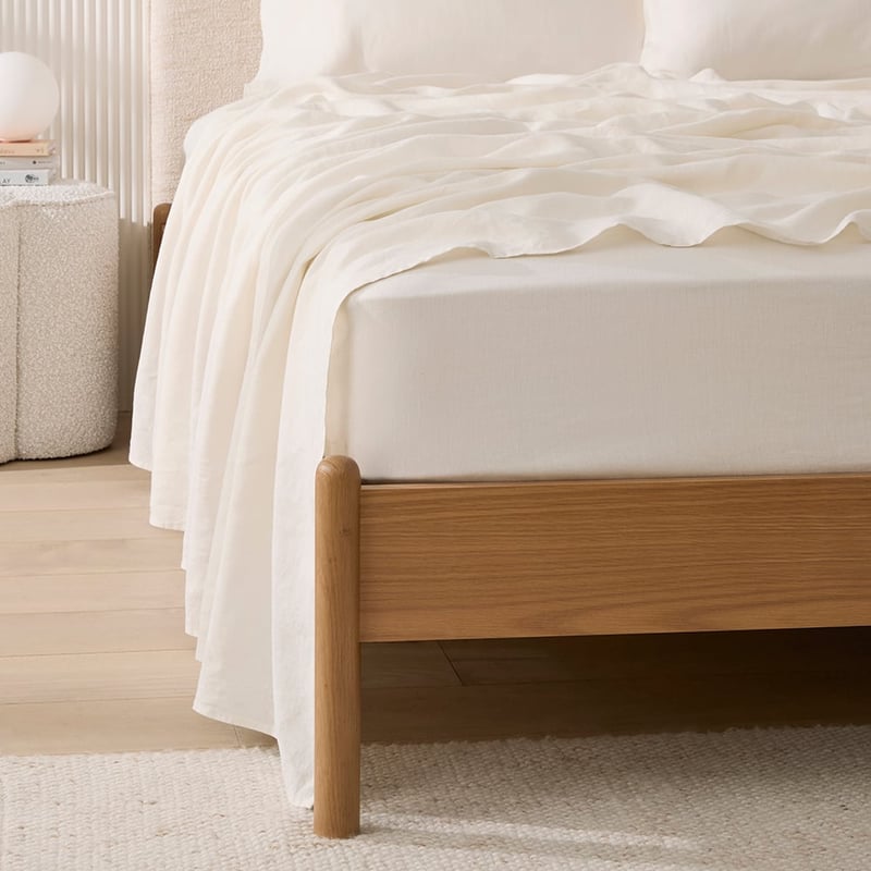 Vintage Washed Linen Coconut Sheet Set