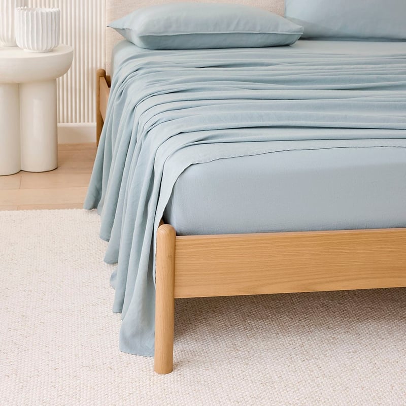 Vintage Washed Linen Duck Egg Sheet Set