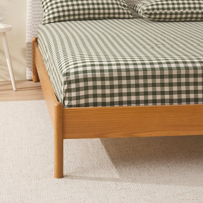 Stonewashed Cotton Basil Gingham Sheet Separates