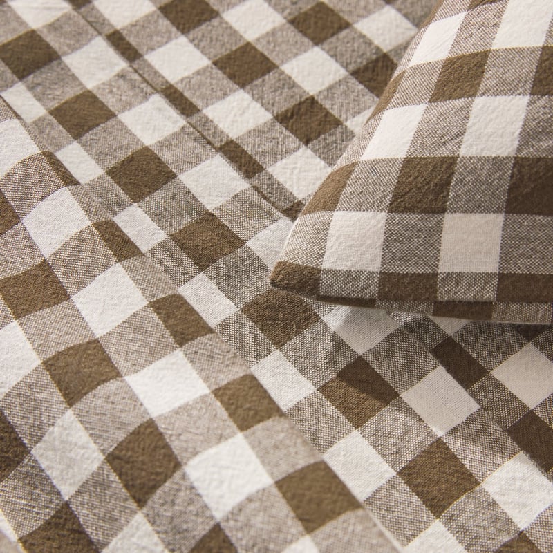 Yarn Dye Olive Gingham Sheet Set
