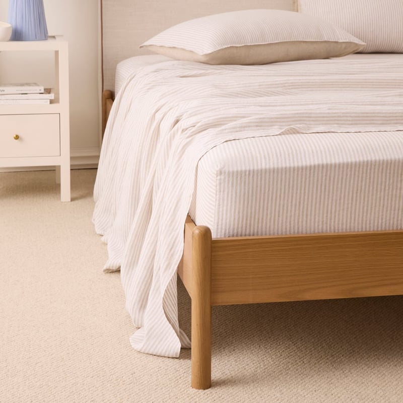 Vintage Washed Linen Linen & White Stripe Sheet Separates
