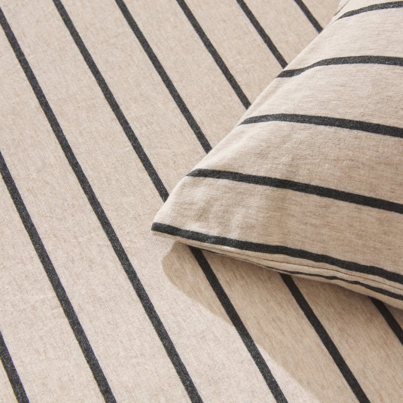 Ultra Soft Jersey Natural & Black Marble Stripe Sheet Separates