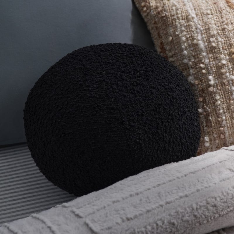 Boucle Black Ball Cushion